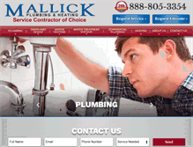 Tablet Screenshot of mallickplumbing.com